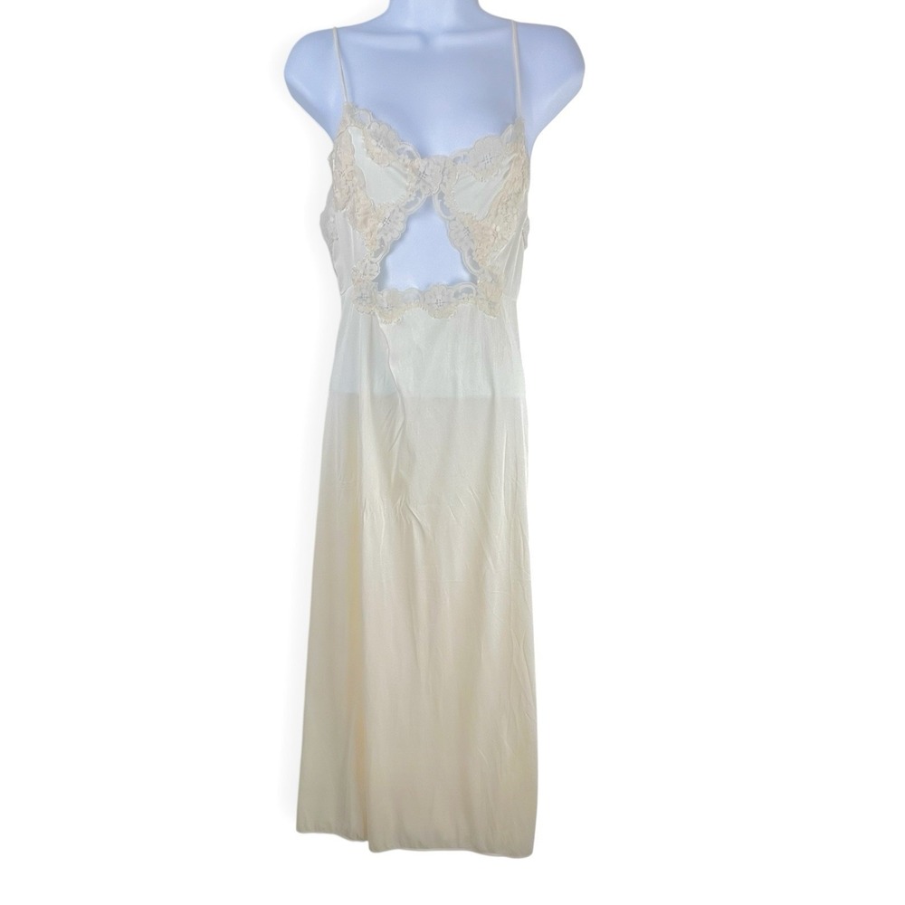Vintage Y2K Victorias Secret‎ Maxi Slip Dress Lace Bridal Small Ivory Open Back